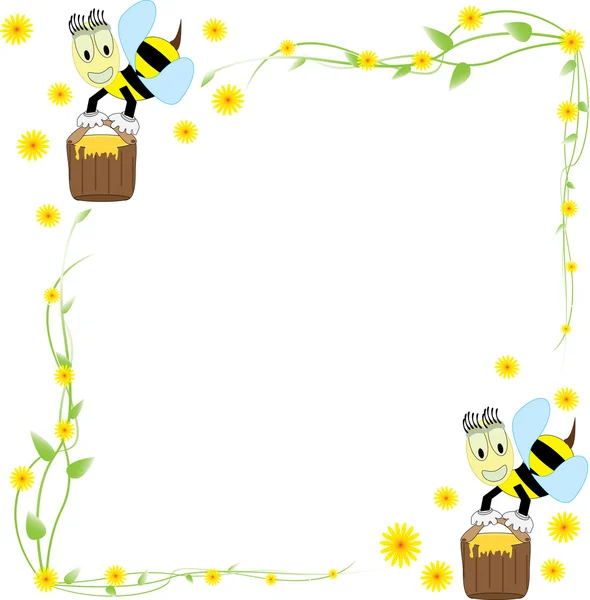插花和蜜蜂 — 图库矢量图片