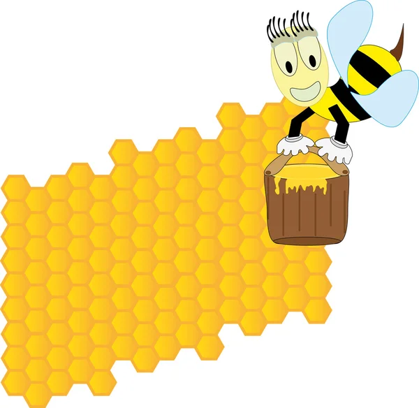 Arı ve bal peteği — Stok Vektör