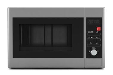 Grey microwave oven isolated on white background clipart