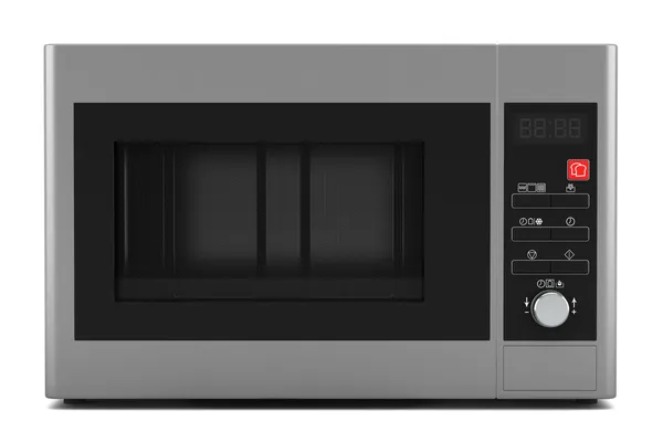 Szary kuchenka mikrofalowa na białym tle — Zdjęcie stockowe