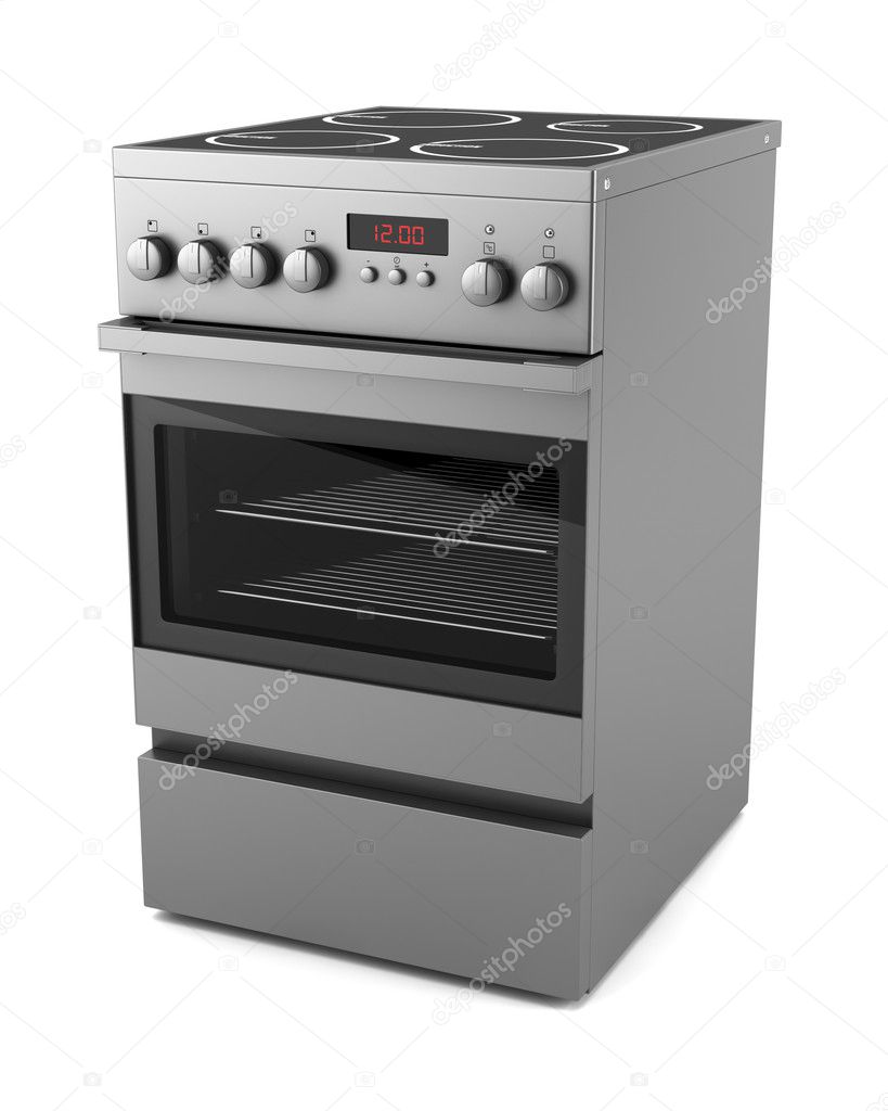 Modern electric stove isolated on white background