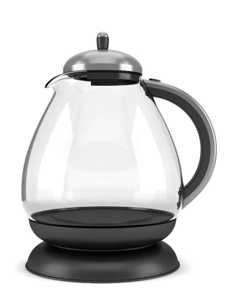 Сучасний скляний чайник ізольований на білому фоні — стокове фото