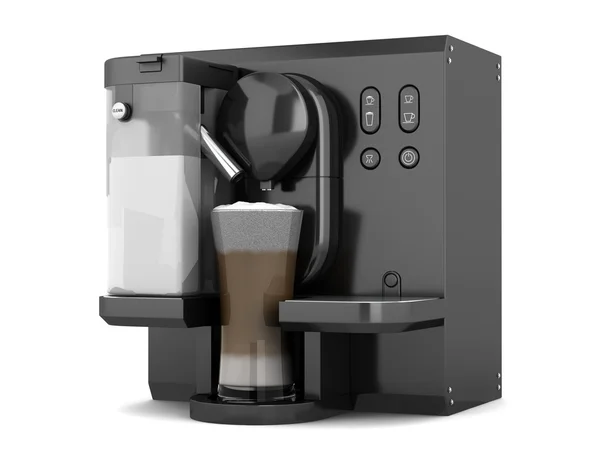 흰색 배경에 고립 된 현대 블랙 커피 기계 — 스톡 사진