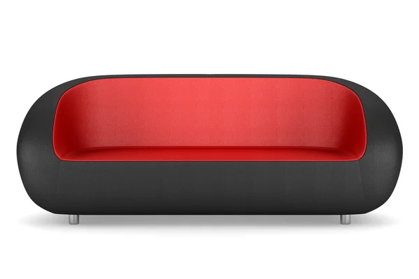 Сучасний чорно-червоний шкіряний диван ізольований на білому тлі — стокове фото