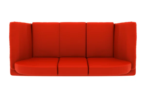 Nowoczesny skórzany czerwona kanapa na białym tle na białym tle. widok z góry — Zdjęcie stockowe