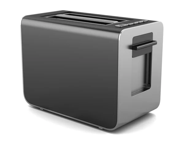 Сучасний чорний тостер ізольований на білому тлі — стокове фото