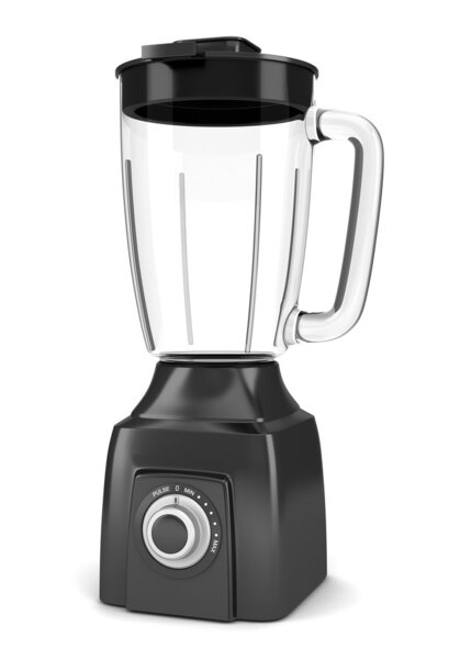 Современный черный блендер изолирован на белом фоне
