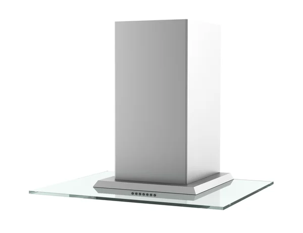 Moderne metallische Dunstabzugshaube isoliert auf weißem Hintergrund — Stockfoto