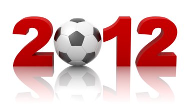 yıl 2012 futbol topu ile beyaz zemin üzerine izole