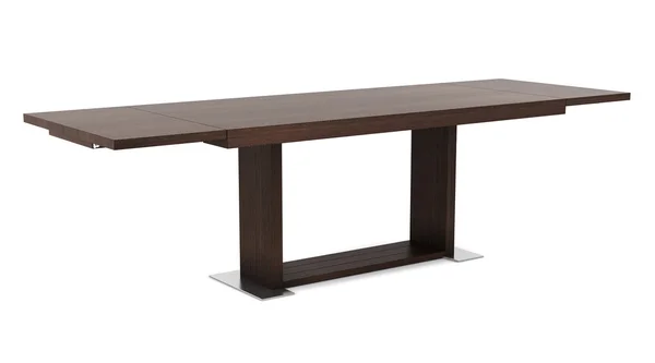 Moderna mesa de madeira marrom isolada no fundo branco — Fotografia de Stock