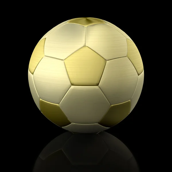 Goldener Fußball isoliert auf schwarzem Hintergrund — Stockfoto