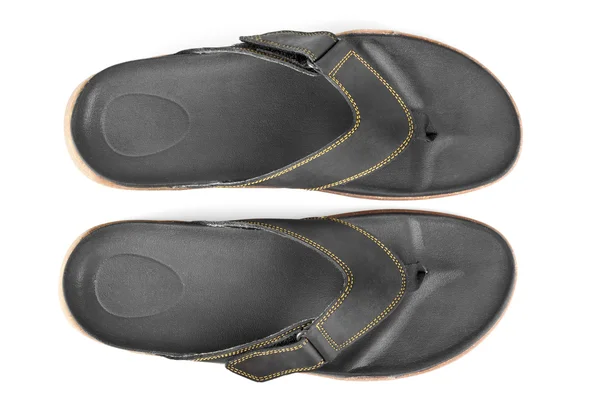 Pair of black flip flops isolated on white background — Stock Photo, Image