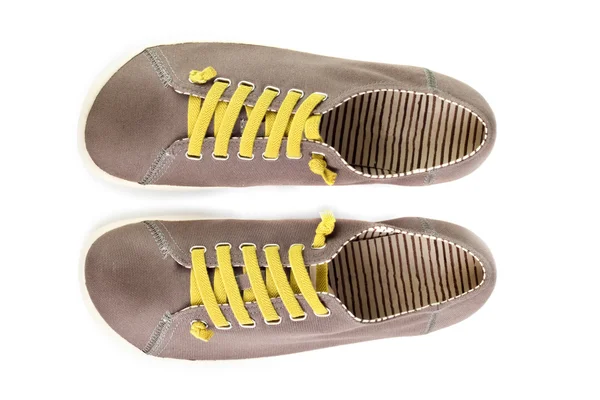 Par de zapatillas marrones aisladas sobre fondo blanco —  Fotos de Stock