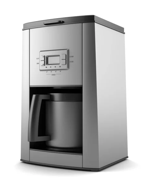 Moderne koffiemachine geïsoleerd op een witte achtergrond met uitknippad — Stockfoto