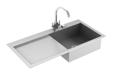 modern metal lavabo üzerinde izole beyaz arka plan