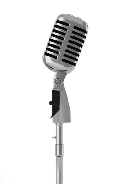Винтажный микрофон изолирован на белом фоне — стоковое фото