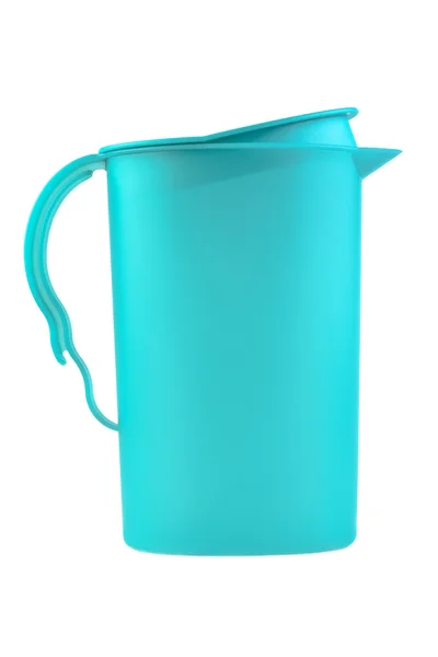 Moderne blaue Plastikkanne isoliert auf weißem Hintergrund — Stockfoto