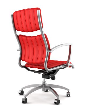 Beyaz arka plan üzerinde izole modern kırmızı ofis koltuğu