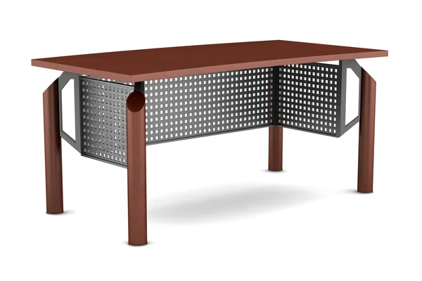 Moderní hnědé úřadu dřevěný stůl izolovaných na bílém pozadí — Stock fotografie