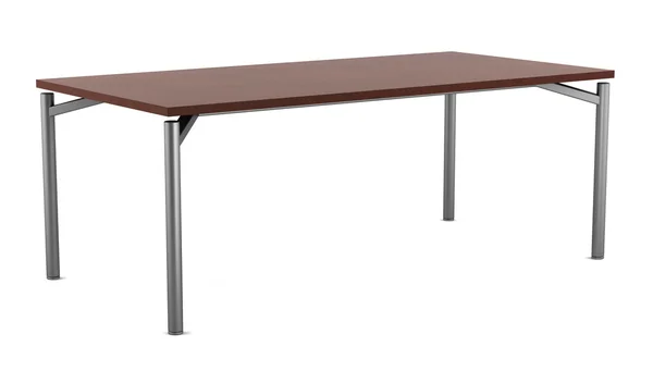Moderní hnědé stůl izolovaných na bílém pozadí — Stock fotografie