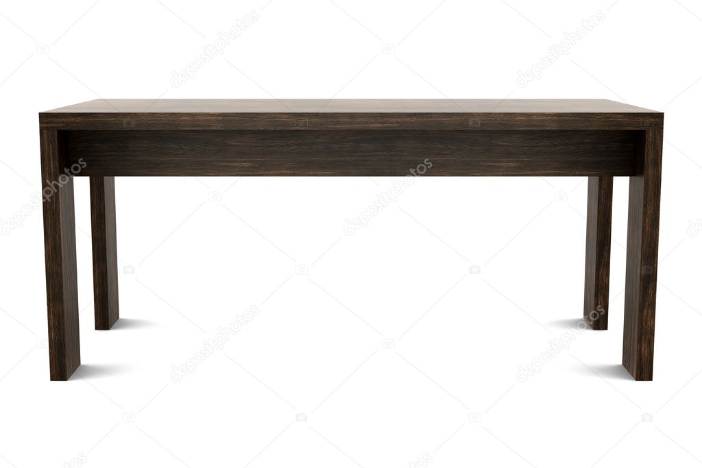 Modern brown wooden table isolated on white background