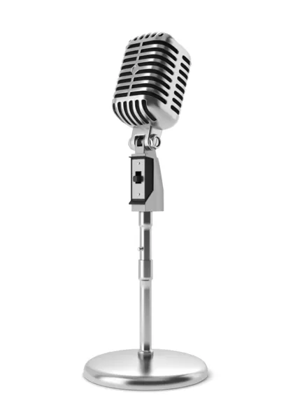 Vintage mikrofon izolowany na białym tle — Zdjęcie stockowe