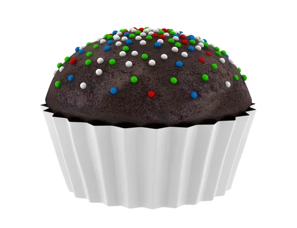 Chocolate cupcake isolated on shite background — Stock Photo, Image