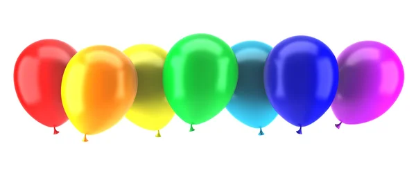 Разноцветные воздушные шары для вечеринок на белом фоне — стоковое фото
