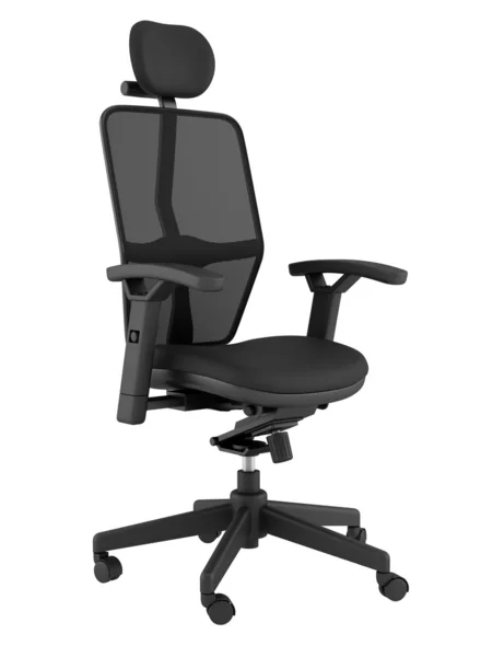 Μοντέρνα μαύρη καρέκλα γραφείου απομονωμένη σε λευκό φόντο — Φωτογραφία Αρχείου