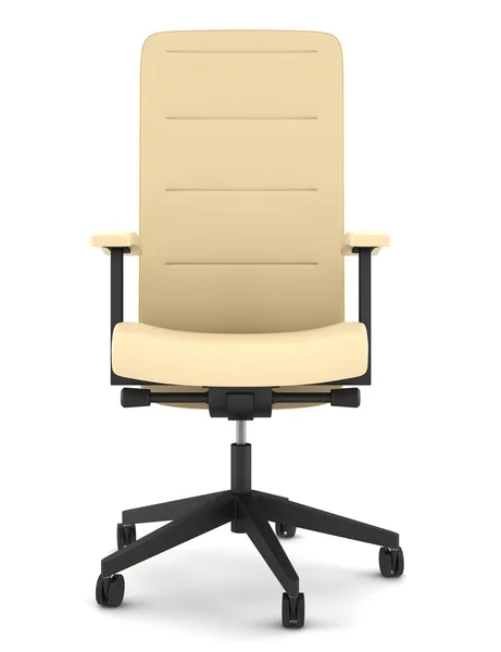 Современный бежевый кожаный офисный стул на белом фоне — стоковое фото