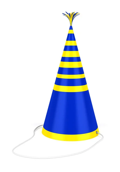 파란 벗겨진된 생일 모자 흰색 배경에 고립 — 스톡 사진