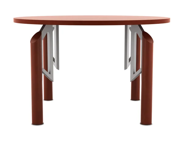 Nowoczesne brązowy okrągły biuro drewniany stół na białym tle — Zdjęcie stockowe