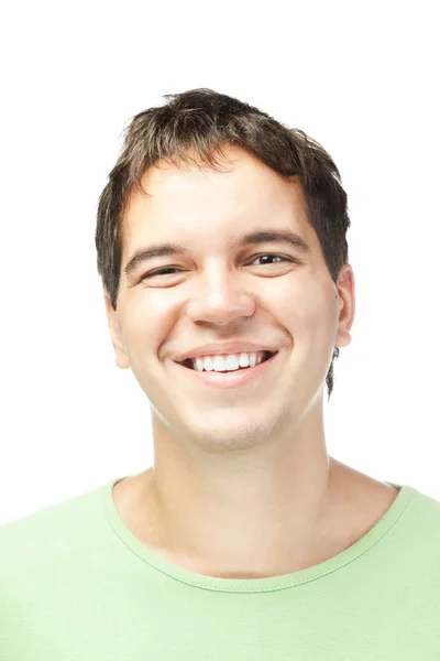 Joven sonriente hombre feliz aislado sobre fondo blanco — Foto de Stock