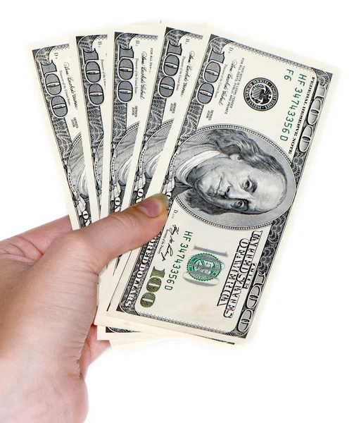 Рука с банкнотами $100 — стоковое фото
