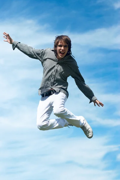 Happy guy jumping — Stock Photo, Image