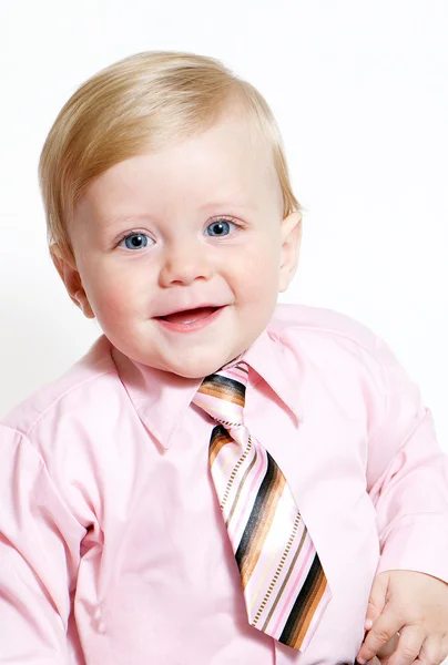 Luminoso ritratto primo piano di adorabile uomo d'affari bambino — Foto Stock