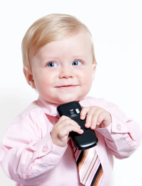 Imádnivaló baba üzletember világos Vértes portréja — Stock Fotó