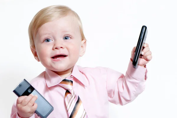 Brillante primer plano retrato de adorable bebé hombre de negocios —  Fotos de Stock