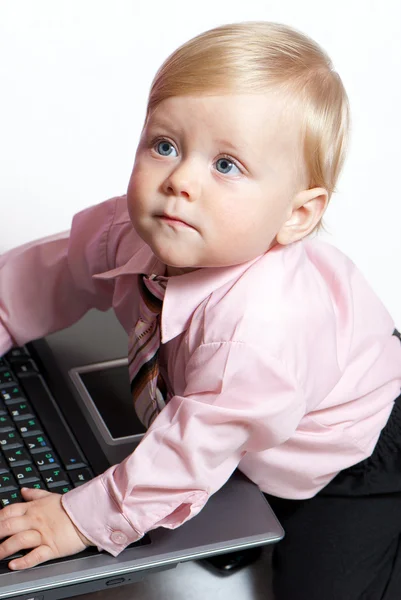 Zbliżenie jasny portret noworodek biznesmen — Zdjęcie stockowe