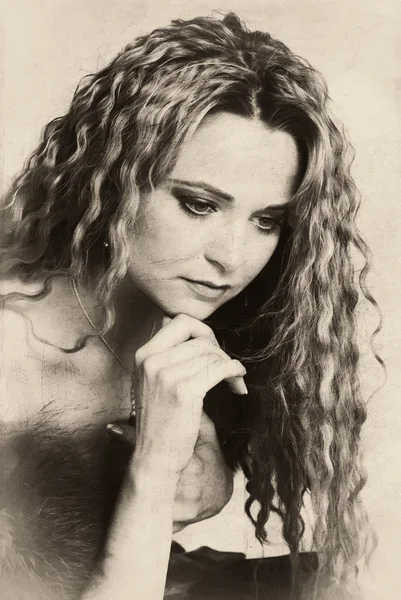 Régi portré fotó egy gyönyörű fiatal nő — Stock Fotó