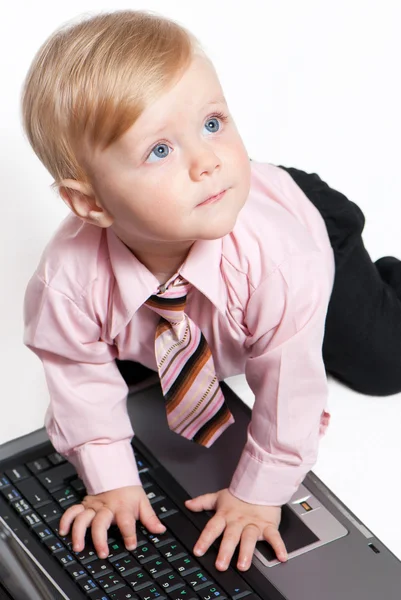 Bright closeup portrait of adorable baby businessman Royalty Free Stock Images
