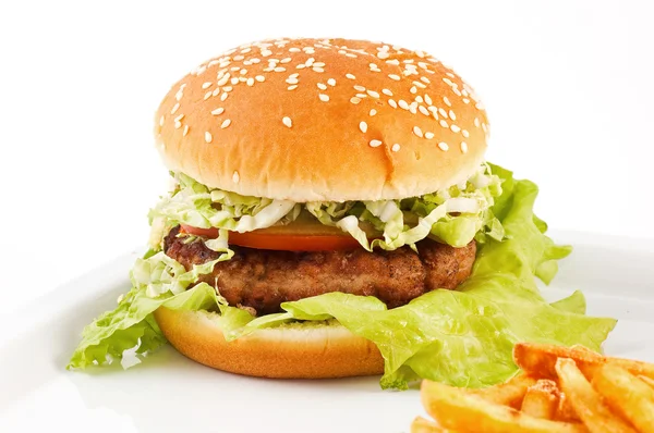Hamburger with bread close up. — Stock Photo, Image