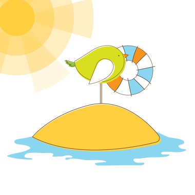 Bird in island. Vector Illuatration clipart