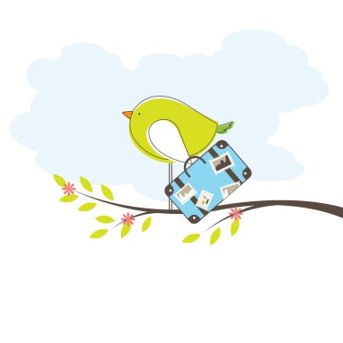 Bird in island. Vector Illuatration clipart