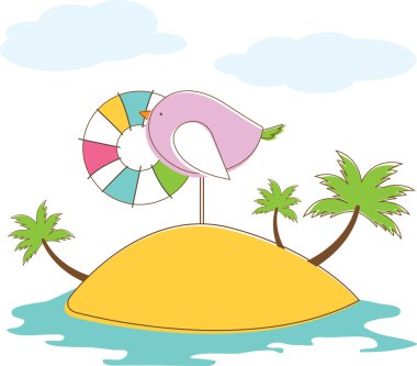 Bird in island. Vector Illuatration clipart