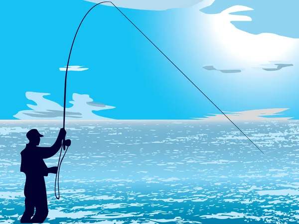 关于海 flyfishing — 图库矢量图片