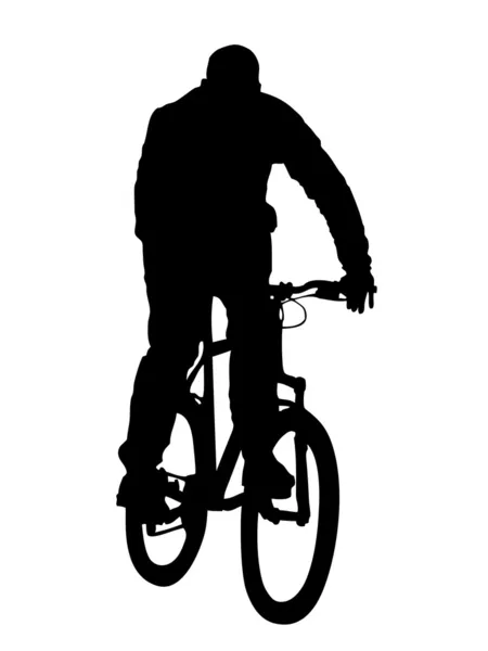 Силуэт горного велосипедиста — стоковый вектор