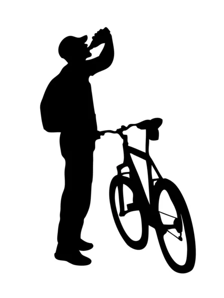 Силуэт горного велосипедиста — стоковый вектор