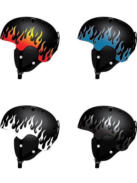 Flamme sur casque de snowboard — Image vectorielle