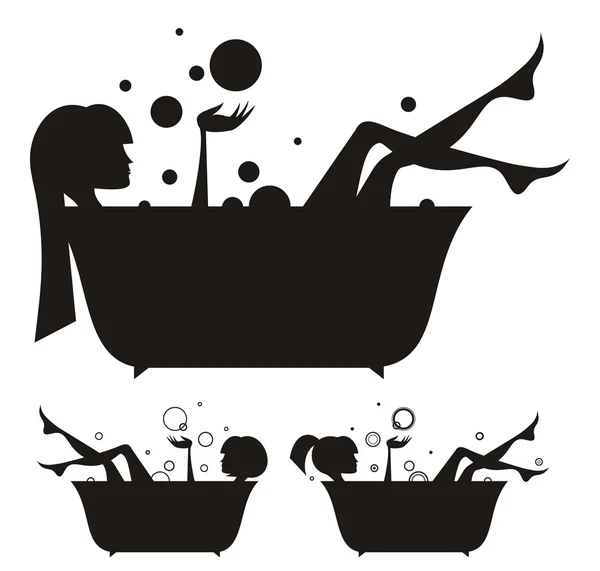Filles dans le bain — Image vectorielle